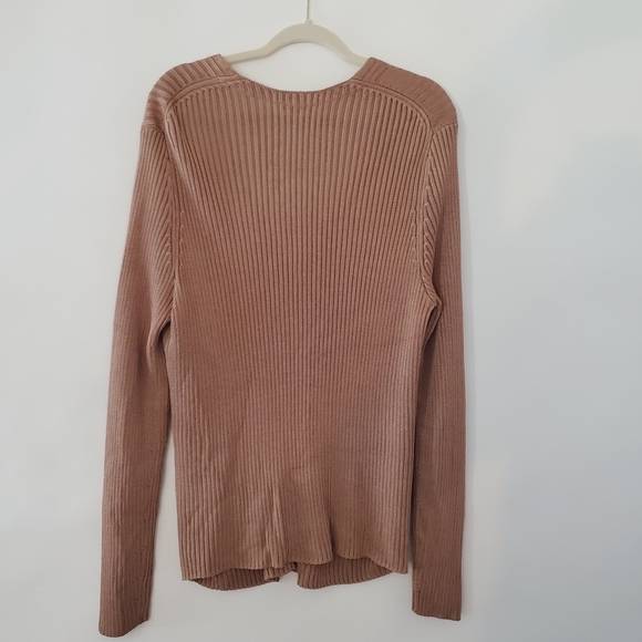 Vince Ribbed Button Front Cardigan Size 1X Long Sleeve Stretch Sweater Preppy - Picture 5 of 14